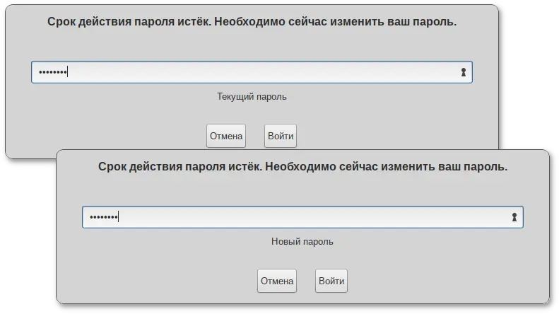 Запрос текущего пароля и нового пароля при первом подключении к серверу FreeIPA